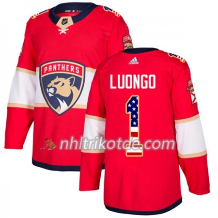 Florida Panthers Trikot Roberto Luongo 1 Adidas 2017-2018 Rot USA Flag Fashion Authentic - Herren